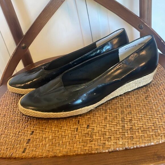 Ros Hommerson Envy black leather espadeille wedge heel 9 - Picture 12 of 13